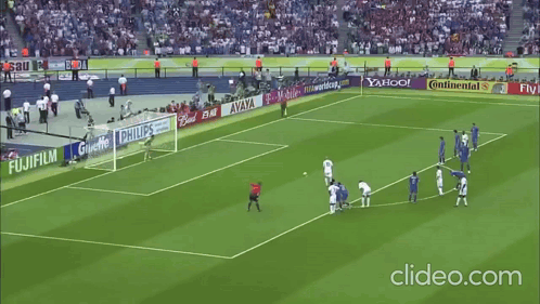 A Soccer Game Is Being Played In A Stadium With Advertisements For Gillette And Philips GIF