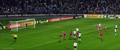 A Soccer Game Is Being Played In A Stadium With Advertisements For Konami And Adidas GIF