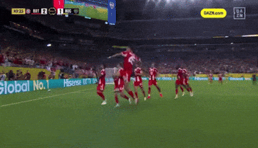A Soccer Game Is Being Played In A Stadium With An Ad For Hisense In The Background GIF