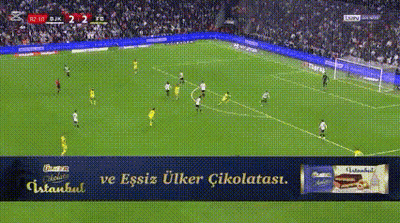 A Soccer Game Is Being Played In A Stadium With An Advertisement For Istanbul Chocolates GIF