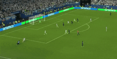 A Soccer Game Is Being Played In A Stadium With Aramco Advertisements On The Sidelines GIF