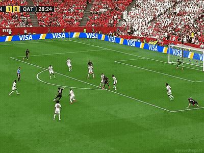 A Soccer Game Is Being Played In A Stadium With Visa Ads GIF