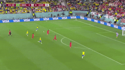 A Soccer Game Is Being Played In A Stadium With Visa Advertisements On The Sidelines GIF