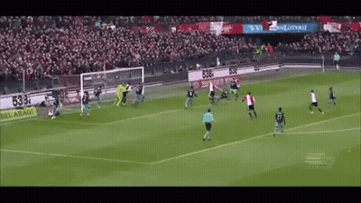 A Soccer Game Is Being Played In Front Of A Crowd With A Sign That Says 538 On It GIF