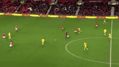 A Soccer Game Is Being Played In Front Of A Crowd With A Sign That Says ' Allianz ' On It GIF