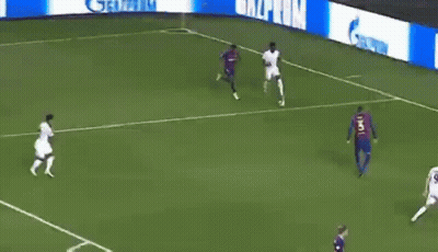 A Soccer Game Is Being Played In Front Of A Gazprom Banner GIF