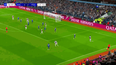 A Soccer Game Is Being Played In Front Of A Qatar Airways Advertisement GIF