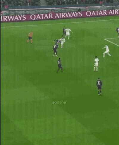 A Soccer Game Is Being Played In Front Of A Qatar Airways Advertisement GIF