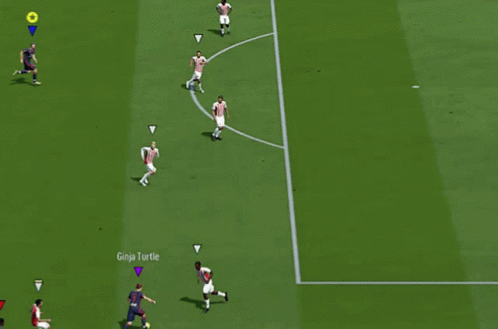 A Soccer Game Is Being Played In Front Of A Sign That Says " Cribete En " GIF