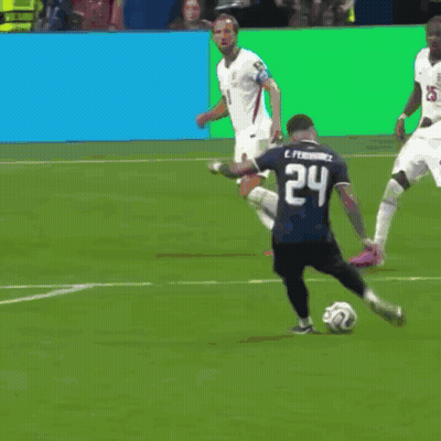 A Soccer Game Is Being Played In Front Of An Aramco Banner GIF