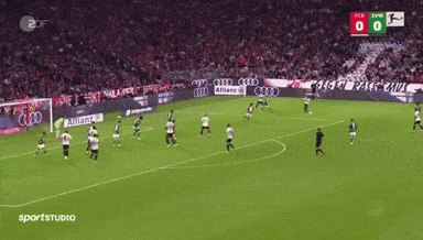 A Soccer Game Is Being Played On A Field Sponsored By Audi And Allianz GIF