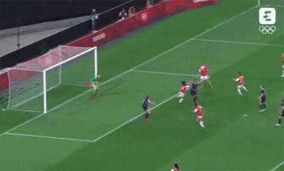 A Soccer Game Is Being Played On A Field That Says Tokyo 2020 GIF