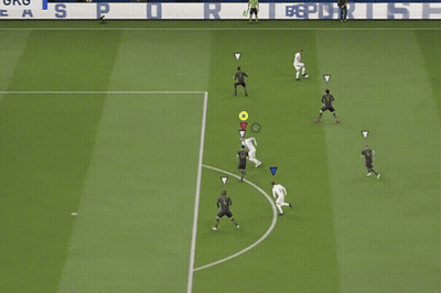 A Soccer Game Is Being Played On A Field With A Facebook Banner In The Background GIF