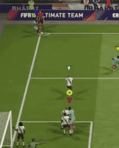 A Soccer Game Is Being Played On A Field With A Fifa Ultimate Team Banner In The Background GIF