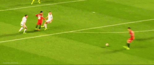 A Soccer Game Is Being Played On A Field With A Hertz Banner Behind The Goal GIF