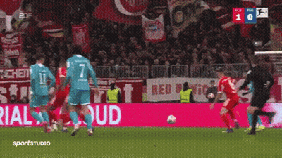 A Soccer Game Is Being Played On A Field With A Sign That Says Special Sound GIF