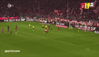 A Soccer Game Is Being Played On A Field With Ads For Best Run And Allianz GIF
