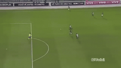 A Soccer Game Is Being Played On A Field With Advertisements For Gdv Football In The Background GIF