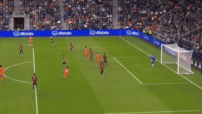 A Soccer Game Is Being Played On A Field With Allstate Banners GIF
