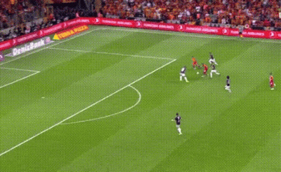 A Soccer Game Is Being Played On A Field With Denizbank And Terra Pizza Advertisements GIF