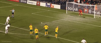 A Soccer Game Is Being Played On A Field With Fedex And Socar Ads GIF