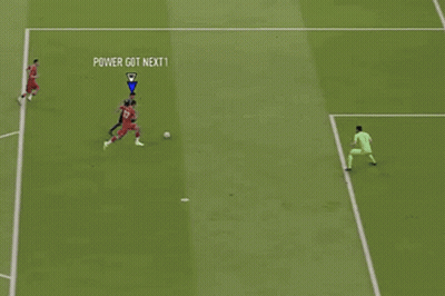 A Soccer Game Is Being Played On A Field With The Words `` What A Save '' Written On The Screen . GIF