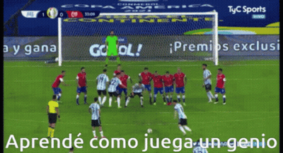A Soccer Game Is Being Played On A Soccer Field With Advertisements For Tyc Sports In The Background GIF