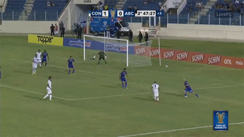 A Soccer Game Is Being Played With A Score Of 1 To 0 GIF