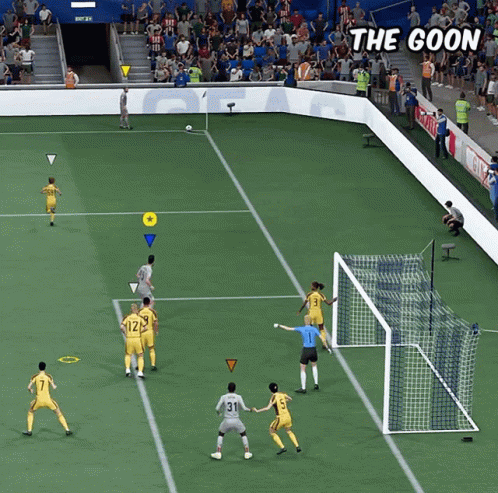 A Soccer Game Is Being Played With The Goon Written Above The Players GIF