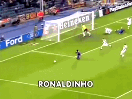 A Soccer Game Is Being Played With The Name Ronaldinho At The Top GIF