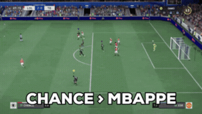 A Soccer Game Is Being Played With The Words Chance > Mbappe GIF