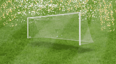 A Soccer Goal With The Word Goal Written On The Net GIF