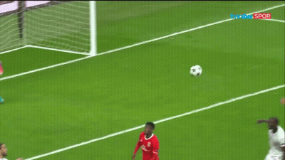 A Soccer Goalie Dives To Catch A Ball In Front Of A Nissan Sign GIF