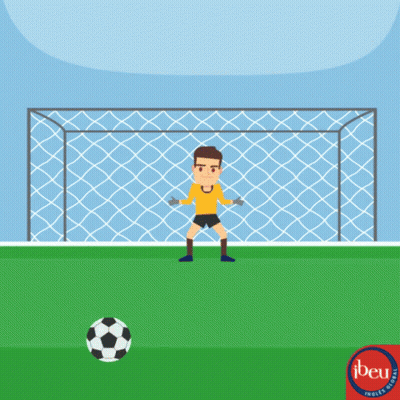 A Soccer Goalie Stands In Front Of A Goal With A Soccer Ball In Front Of Him GIF
