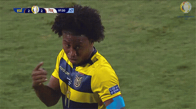 A Soccer Player Giving The Middle Finger During A Match Between Peru And Ecu GIF
