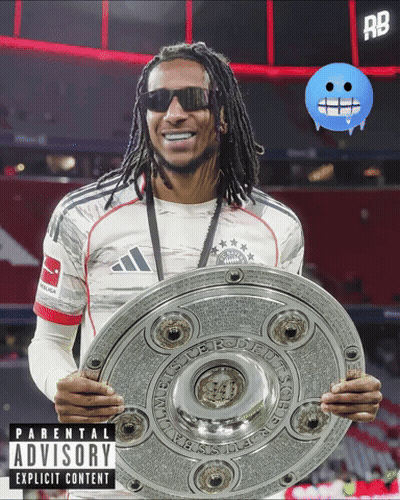 A Soccer Player Holding A Trophy With A Parental Advisory Label GIF