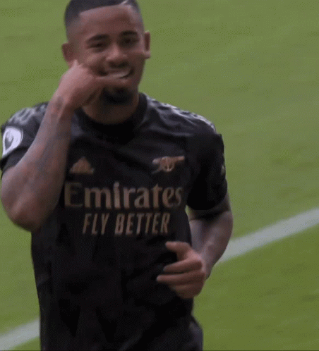 A Soccer Player In A Black Emirates Fly Better Jersey GIF