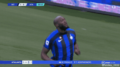 A Soccer Player In A Blue And Black Jersey With The Number 90 On It GIF