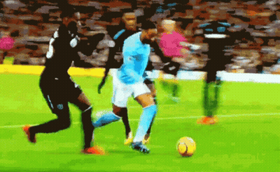 A Soccer Player In A Blue Jersey With The Number 8 On The Back GIF