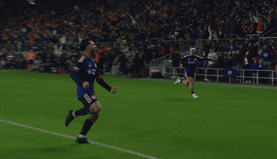 A Soccer Player In A Mercy Health Jersey Celebrates GIF