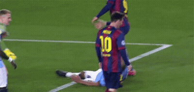 A Soccer Player In A Purple And Blue Jersey With The Number 10 On It GIF