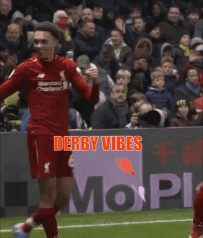 A Soccer Player In A Red Jersey With The Word Derby Vibes On The Bottom GIF