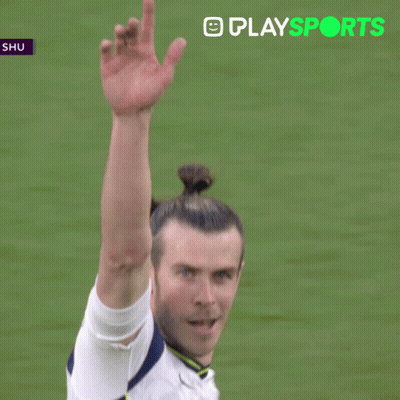 A Soccer Player In A White Shirt With A Star On It Is Being Sponsored By Playsports GIF