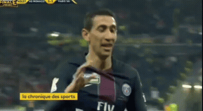 A Soccer Player Is Blowing A Kiss In Front Of A Crowd And The Words La Chronique Des Sports Are On The Bottom GIF