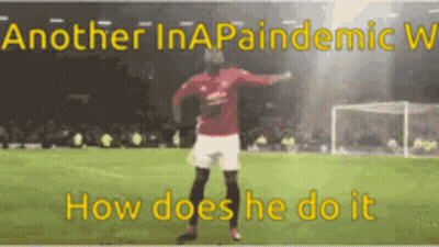 A Soccer Player Is Dancing On A Field With The Words Another In A Pandemic Written Above Him GIF
