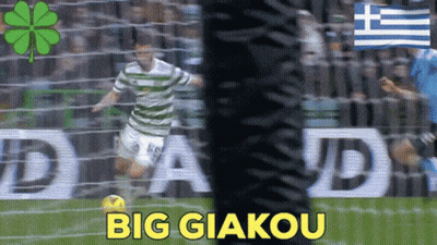 A Soccer Player Is Kicking A Ball And The Word Big Giakou Is On The Bottom GIF