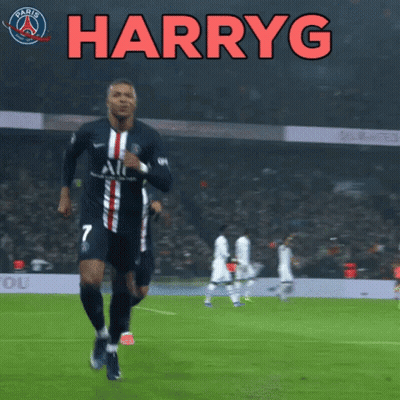 A Soccer Player Is Running On A Field With The Word Harryg Behind Him GIF