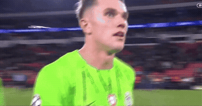 A Soccer Player Is Wearing A Green Jersey With The Letter A On It GIF