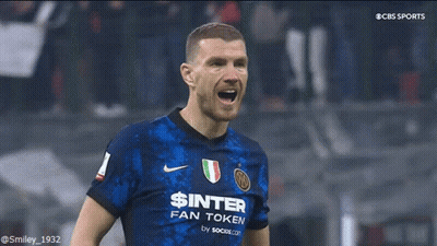 A Soccer Player Is Wearing A Jersey That Says $ Inter Fan Token GIF
