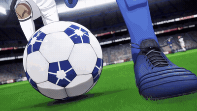 A Soccer Player Kicking A Ball With A Blue Shoe GIF